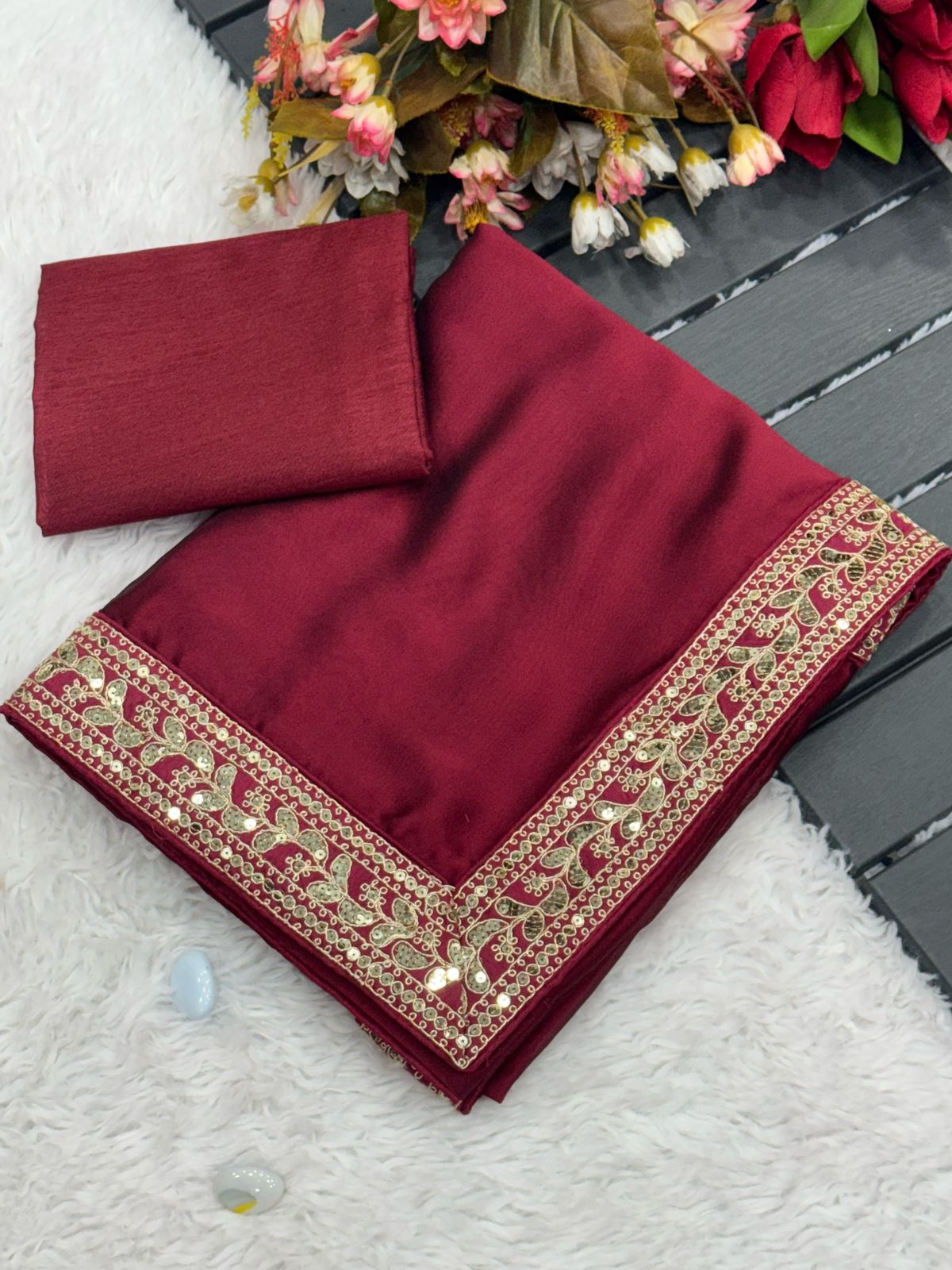 Rangoli Soft Shine Saree with Embroidery